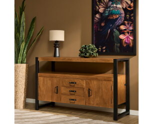 Dressoir Boaz 135 cm mango metaal - Naturel | Meubelplaats