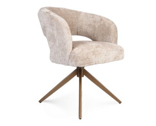 Eetkamerstoel Demi | Beige | Poot Bronze |  Met armleuning