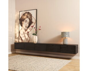 Zwevend Tv meubel Vision zwart | 280 cm