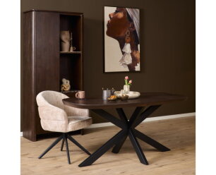 Eettafel Madison Brown | 160x90 cm | Deens Ovaal | Poot Black