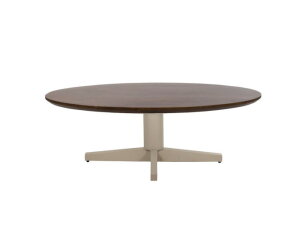 Salontafel Scorpio ovaal Beige poot Mangohout 130x70 cm - walnoot