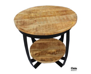 Iron Paras Sidetable Wooden Top 60