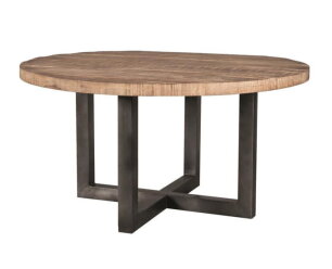 Ronde eettafel massief mangohout 130 cm industrieel