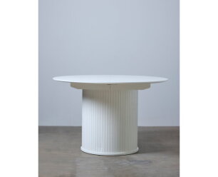 ettafel Nola rond eikenhout uitschuifbaar Ø120-167 cm - wit