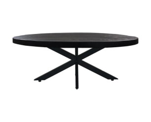 Ovale salontafel - 120x80x44,5 - Zwart - Mangohout/metaal