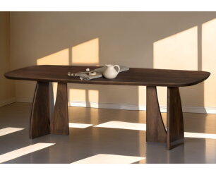 Eettafel Nina Deens ovaal mangohout 240x110 cm - walnoot - Japandi stijl