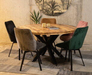 Eettafel Mangohout met 4 Beau stoelen kopen? | Meubelplaats.nl