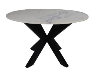 Eettafel rond marmer - ø120x76 - Wit/zwart - Marmer/metaal