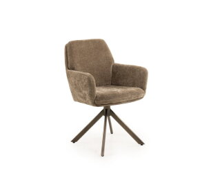 Eetkamerstoel Riga draaibaar Venus anodic bruin - Be glory khaki 757