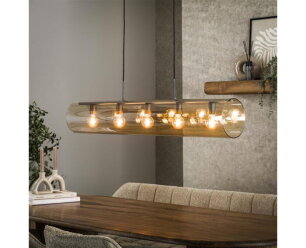 Hanglamp 5L tube amber glas - Artic zwart