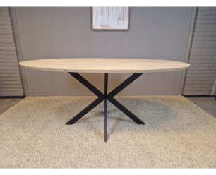 ovale eiken eettafel met verjongde rand 180x90 cm - Onbehandeld