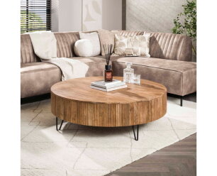 Salontafel Wave rond mangohout &Oslash;120 cm - zandkleur