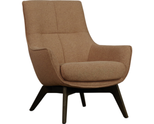 Fauteuil Femke stof Glory Pale 200 lichtbruin met houten poten