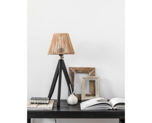 Table lamp Montecristo BLACK,48x22x22 cm, NATURAL rattan shade