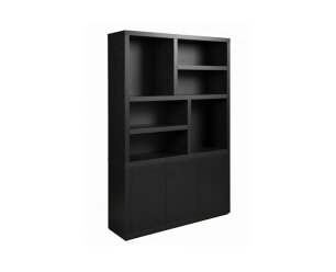 Tampere boekenkast 160 met 3 deuren en 6 open vakken, Natural Oak - Oak Collection
