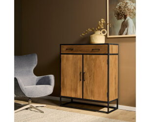 Kabinet kast Denver | Mangohout en staal | 100 cm