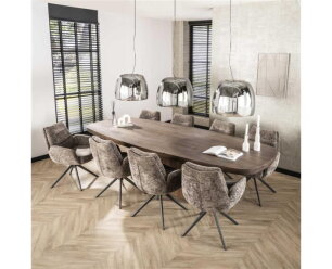 Eetkamertafel 300 arcadia oval - Massief acacia drift brown