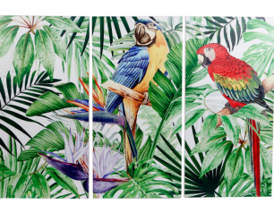 Wanddecoratie 3-luik papegaai in jungle,59 euro-gratis thuis bezorgd!