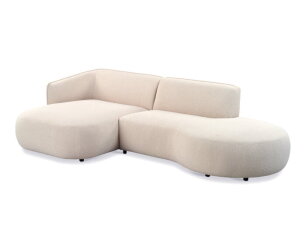 Organische hoekbank Valerie Boucl&eacute; met chaise longue rechts - 276x150x75 cm - Japandi - Beige