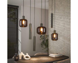 Hanglamp 4+3 metal and glass mix Bronza - Sienna brown