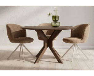 Eettafel Gemini rond Acacia 130 cm - Marron Brown