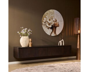 Zwevend tv meubel Dallas Bruin Mangohout  210 cm