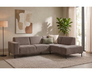 Hoekbank Riva Taupe - Glow 6 &ndash; Ottomane Rechts &ndash; 262x195 cm