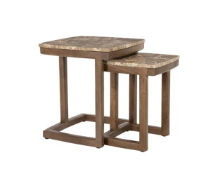 Bijzettafel set Nordin 34x34cm - bruin | Eleonora