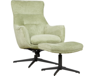 Draaifauteuil Flynn met hocker stof Movie Herb 214 groen