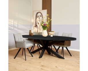 Eetkamertafel Denver Black | Ovaal | 210 cm