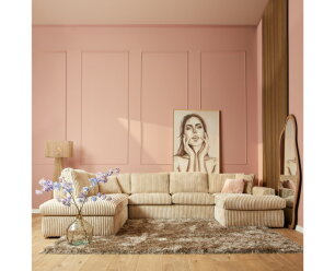 MySofa Teddy U-bank Ribstof - Beige