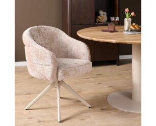 Eetkamerstoel Bella | Beige | Poot Sand | Met armleuning