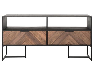 TV stand Criss Cross small, 2 drawers, 2 open racks,60x120x40 cm, mixed wood