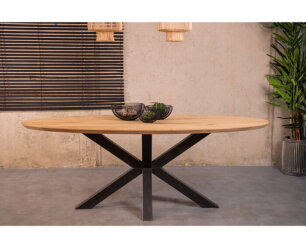 Tafelblad Eikenhout Ovaal verjongde rand| Onbehandeld-300x130 cm
