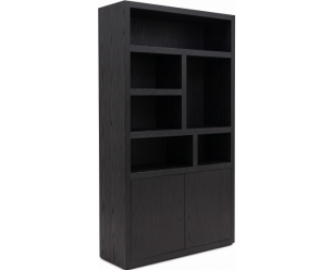 Vakkenkast Tampere eikenfineer 2 deuren 120x42x220 cm - Intense zwart