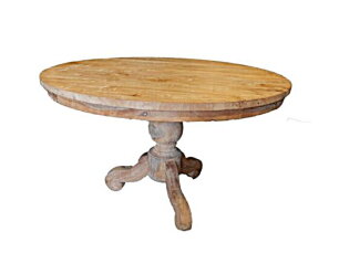 Landelijke ronde Teak eettafel met bolpoot? Boerentafel 160 cm