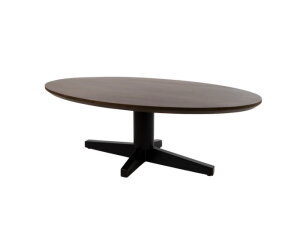 Salontafel Scorpio ovaal zwarte poot Mangohout 130x70 cm - walnoot