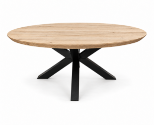 Grote ronde eiken eettafel 180 cm - Onbehandeld | Verjongde rand