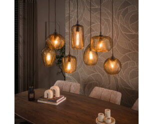 Hanglamp Chevron 4+3L - Smoke bruin glas