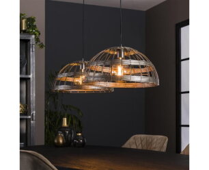 Hanglamp 2L metal blinds - Zwart nikkel