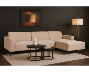 Hoekbank Nolan met Chaise Longue Rechts &ndash; Cremona Stof - Natural - 275x150x84 cm