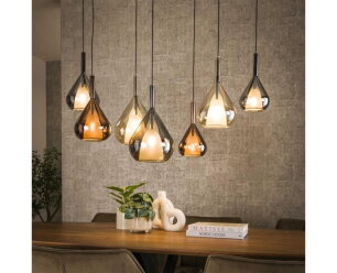 Hanglamp 4+3 wings mix glass - Zwart