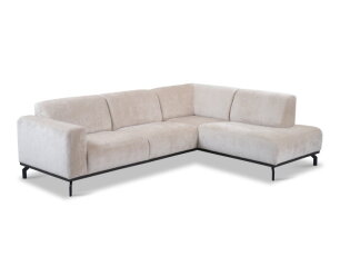 Hoekbank Avani met ottomane rechts - Beige &ndash; 256x188x77 cm &ndash; Modern