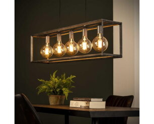 Hanglamp 5L 45 graden buis - Oud zilver
