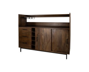 Barkast 160 met 2 schuifdeuren en 3 lades, Mango Brown Walnut - Vrystaat Collection