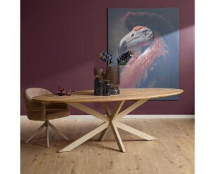 Eiken eettafel Ferris | Ovaal 210 cm | Naturel | Poot Sand