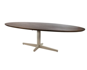 Eetkamertafel 190, ovaal, poot Beige, Mango Brown Walnut - Scorpio Table Collection
