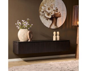 Zwevend tv meubel Dallas Bruin Mangohout 165 cm