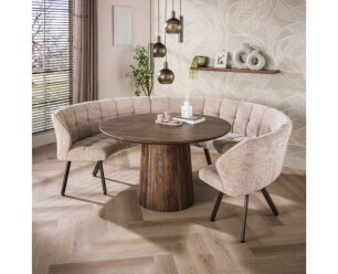 Eettafel Jade rond acaciahout &Oslash;130x77 cm - Bruin - Japandi