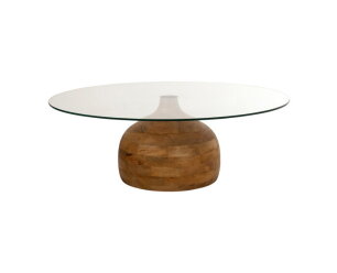 Stella salontafel Ø100, H35, Smooth Natural, Clear glass - Couture Collection